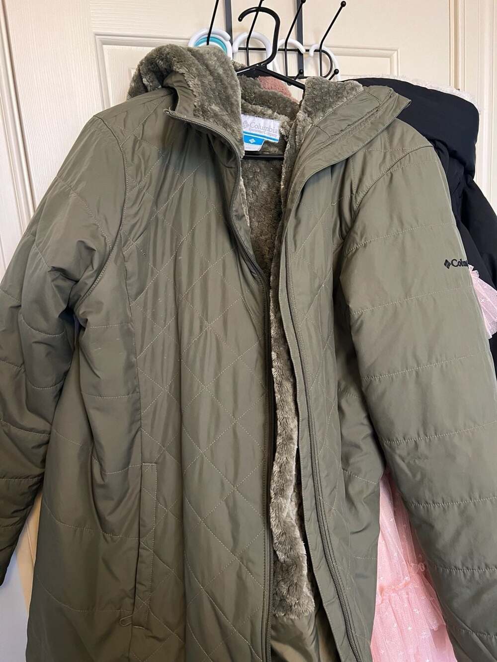 Columbia Women's Heavenly Long Hooded Quilted Jacket in Olive Green
